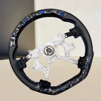 Volant de direction en fibre de carbone forgé platine bleu à 4 branches YZ, très populaire, pour Nissan Patrol Y61