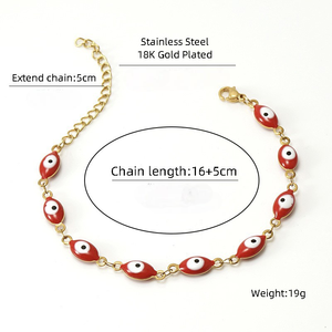 Bracciale B130T in Acciaio Inossidabile Placcato Oro 18K PVD con Occhio di Allah Ovale, Finitura Smaltata, Impermeabile, Anallergico, Unisex, Idea Regalo - Product Image 3