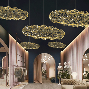 Creative Wire Mesh Clouds shape Hotel Mall White Floating Cloud LED lampadari e lampade a sospensione - Product Image 2