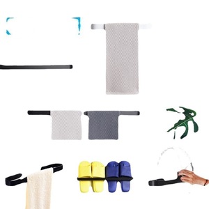 Porte-serviettes mural noir à barre unique, auto-adhésif, pour salle de bain et cuisine - Product Image 5