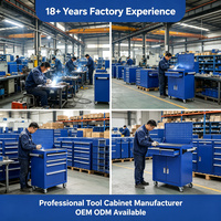 Armoire à outils industrielle à trois niveaux en acier de 1,0 mm avec logo personnalisé, fabrication OEM directe d'usine, capacité de charge de 200 kg, chariot et coffre à outils verrouillables à clé