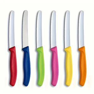 Ensemble de couteaux à steak dentelés multicolores, couteaux de table en acier inoxydable, directement de l'usine, pour l'hôtellerie, la restauration et les fournitures HORECA - Product Image 1