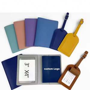 Ensemble de porte-passeports de voyage personnalisés en gros, porte-passeport en PU personnalisé, étiquette à bagages, étiquette de carte d'embarquement multicolore - Product Image 3