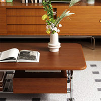 Table basse en pierre de style vintage, minimaliste, avec rangement, pour petit appartement, luxe léger, haut de gamme, mobile, nouvelle collection 2025