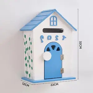 Maternelle maison décoration murale boîte aux lettres boîte à suggestions mur suspendu pastorale peint boîte aux lettres en bois