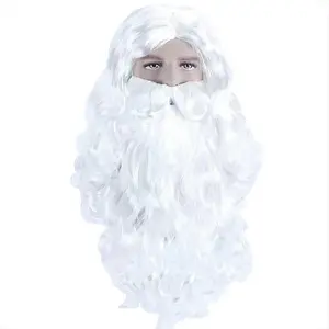 Kerstbaard Pruik Volledige Set Fancy Dress Up Witte Baard Pruiken Rol Spelen Vakantie Haar Kerst Nieuwjaarsdecoratie