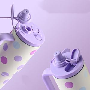 Vaso Térmico Personalizado BORGE de 900 ml, de Acero Inoxidable 316, con Doble Pared Aislada al Vacío, Portátil, con Doble Pajita y Asa - Product Image 2