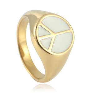 Anillo de Resina con Símbolo de Paz para Hombre, Diseño Geométrico, Tono Dorado, Acero Inoxidable, Joyería de Moda, Regalo 24017 - Product Image 1
