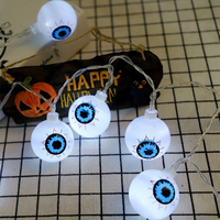 Guirnalda de Luces LED de Halloween con Ojos Fantasmagóricos, Funciona con Pilas, para Decoración de Jardín, Hogar, Fiestas y Casas Encantadas