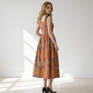 Vestido Midi Personalizado con Volantes y Jacquard Floral <span class=keywords><strong>para</strong></span> <span class=keywords><strong>Mujer</strong></span>, Vestidos de Fiesta <span class=keywords><strong>para</strong></span> Damas de Honor - Product Image 3