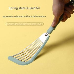 Spatule à poisson en silicone, spatule ajourée pour ustensiles de cuisson antiadhésifs, spatule de cuisine en acier inoxydable, racloir à surface plate - Product Image 3