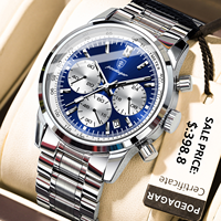 Reloj de Pulsera POEDAGAR 921 de Lujo para Hombre, de Acero Inoxidable, Cuarzo, Resistente al Agua, con Manecillas Luminosas, Cronógrafo y Fecha