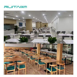 RUITAI-Juego de cantimplora duradero con mesa de plástico y sillas de PVC, muebles de comedor de cafetería para Empleados Escolares de fácil limpieza al por mayor - Product Image 6