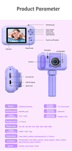 어린이 장난감 선물 F79 즉석 인화 카메라 2.4인치 화면 사진 열전사 인쇄 USB 충전식 어린이 카메라 (여아용) - Product Image 6