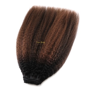 VMAE Extensions de cheveux humains en mèches, cheveux bruts Remy mongols, texture Kinky Straight, avec mèches Balayage blond <span class=keywords><strong>cendré</strong></span> et racines foncées - Product Image 4