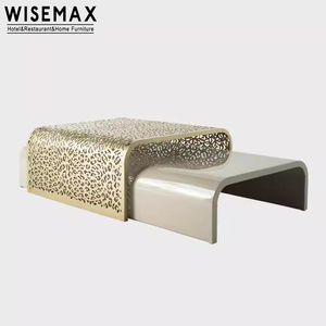 WISEMAX FURNITURE Juego de Mesa de <span class=keywords><strong>Centro</strong></span> de Acero Inoxidable de Estilo Moderno Italiano para Sala de Estar, Sofás, Mesa de <span class=keywords><strong>Centro</strong></span> para Vestíbulo de Hotel, Cafetería - Product Image 6