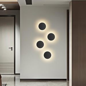 Applique murale moderne <span class=keywords><strong>d</strong></span>'extérieur, noire, ronde, étanche, à LED, lampe solaire Eclipse pour patio, véranda, <span class=keywords><strong>porte</strong></span> <span class=keywords><strong>d</strong></span>'<span class=keywords><strong>entrée</strong></span> - Product Image 5