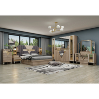 Ensemble de Chambre à Coucher Classique avec Cadre en Bois, Lit King Size, Meubles de Luxe Modernes pour Chambre Principale Double