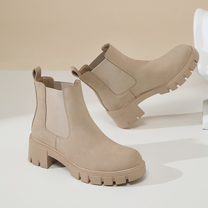 Botines Cortos de Mujer para Principios de Otoño 2024, Retro, a Media Pantorrilla, Tacón Bajo, Punta Cuadrada, Cuero Genuino, Hechos a Mano, Sencillos y Cómodos - Product Image 2