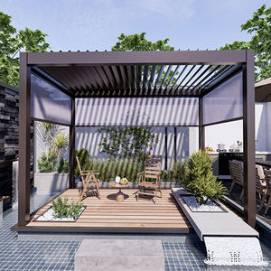 आधुनिक डिजाइन आउटडोर मोटर चालित एल्यूमीनियम पेगोलिया उद्यान फर्नीचर परगोलिया गज़ेबो छाता प्रकार कैनोपी और गज़ेबो और पेर्गोआ - Product Image 2