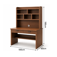 Bureau de travail à domicile avec huche et étagères de rangement, bureau d'ordinateur moderne en bois avec tiroirs pour écrire, étudier et travailler