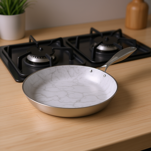 Sartén de acero inoxidable DB de 22 cm con revestimiento cerámico antiadherente, apta para parrilla de gas e inducción, diseño minimalista. - Product Image 2