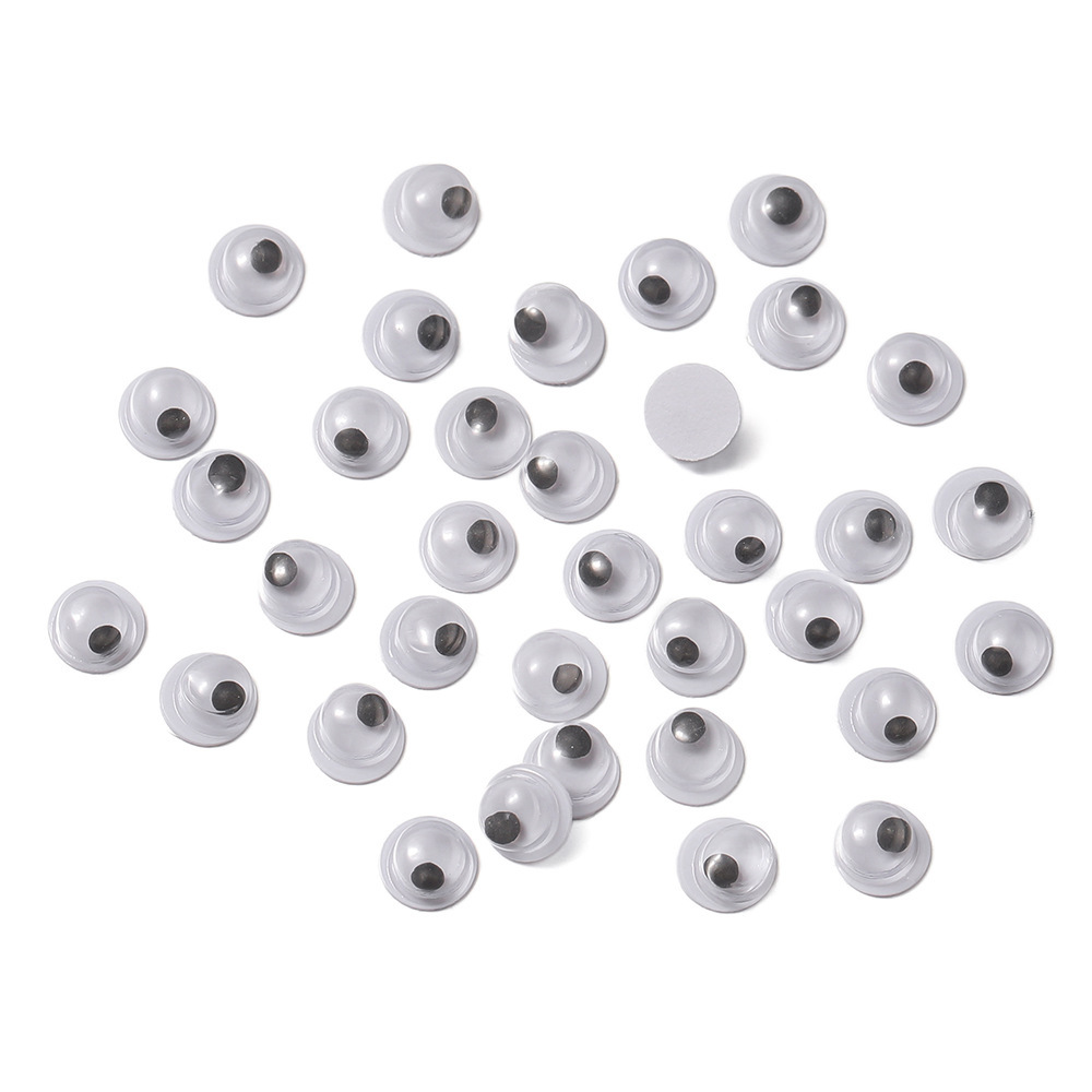 200 pièces d'yeux noirs et blancs avec support adhésif (5 mm)