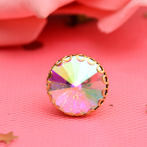 Piedras Decorativas Redondas de Cristal con 12 Facetas y Borde Dorado para Ropa DIY - Product Image 2