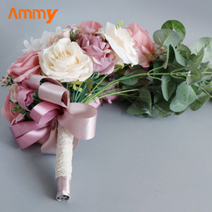 Ammy ใหม่มาถึงผู้ผลิตจุดจำลองเจ้าสาวถือดอกไม้แต่งงานตะวันตกหยดน้ำน้ำตกถือดอกไม้งานแต่งงาน - Product Image 5