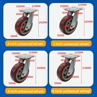 Roulettes pivotantes robustes 4, 5 et 8 pouces, roues en PP, roulement à billes industriel, capacité de charge 220 kg, 400 kg, chariot à main