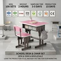 Ensemble Chaise et Bureau d'Étude en Métal pour École, Vente en Gros, Hauteur Réglable, Durable, Garantie 1 An, 6-12 Ans, Faible MOQ, Design Moderne