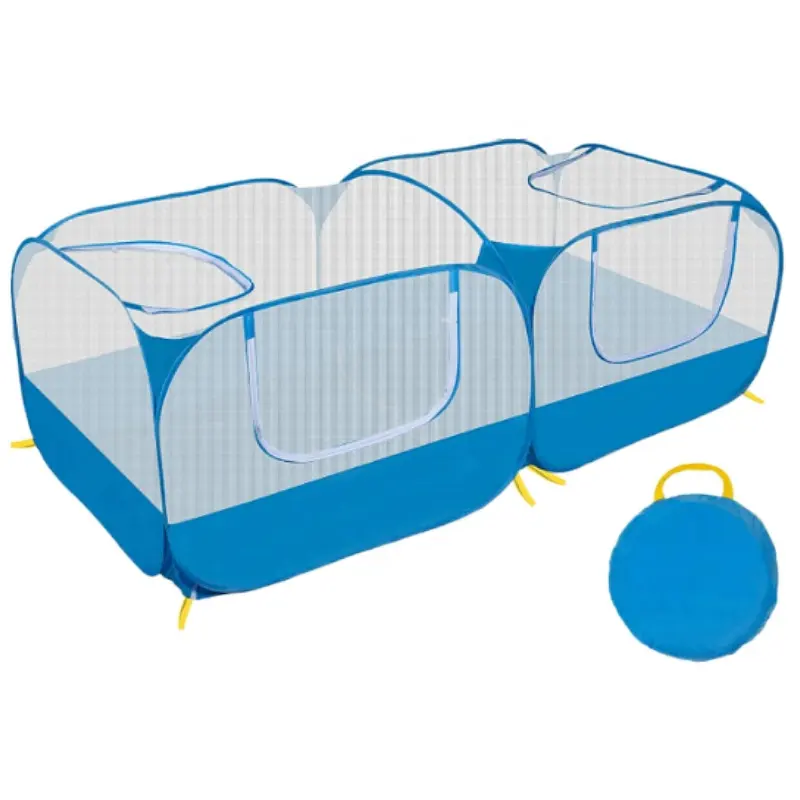 Pet Cage Tent Großer Hühnerstall mit abnehmbarem Boden Atmungsaktives transparentes Netz Wallas Faltbar.