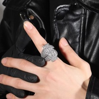 Bague Cocktail en Argent 925 Plaqué Or avec Moissanite VVS Couleur D, Motif Dollar, pour Hommes Style Hip Hop (Sertissage Pavé)