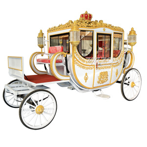Magnifique calèche de princesse Cendrillon antique en forme de citrouille, sculpture de luxe pour 4 à 6 personnes, à vendre - Product Image 5