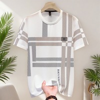 T-shirt d'été pour homme en soie glacée à séchage rapide, coupe ajustée, léger et respirant, style décontracté, en stock, vente en gros