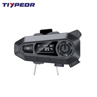 Casque de moto TIYPEOR avec interphone, microphone, écouteurs, écran LED, radio FM, étanche