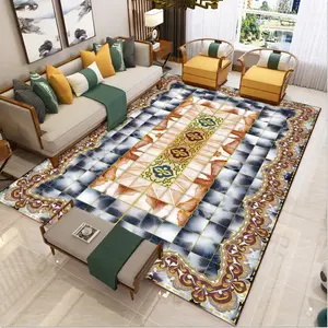 Tapete de sala de estar em atacado, tapete padrão geométrico de cristal 3d lavável antiderrapante para casa e hotel