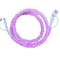 Câble de charge Xinyaho Fashion Jewelry Type-C bicolore rose brillant avec perles en gelée, charge rapide 5A pour ordinateur