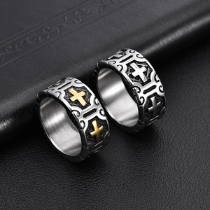 Anillos <span class=keywords><strong>de</strong></span> Cruz Latina Retro <span class=keywords><strong>de</strong></span> Acero Inoxidable Símbolo Cristiano Crux Ordinaria Jesucristo Crucificado Anillos <span class=keywords><strong>de</strong></span> Banda - Product Image 4
