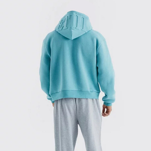 Sweat à capuche d'hiver respirant pour homme, surdimensionné, en coton tricoté 100% haut de gamme, 450 g/m², avec lettres 3D en relief personnalisées - Product Image 2