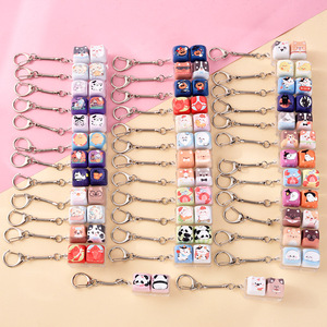 Stress relief cartoon animal kitten keycap <b>keyboard</b> button squeeze toy keychain pendant - Product Image 1