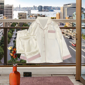 Conjunto de Pijama de Satén con Cintura Elástica, Simple y Elegante, para Primavera, Verano y Otoño, Color Liso, Ropa de Dormir para Mujer - Product Image 3