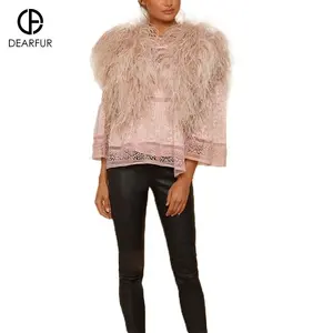 Luxo Avestruz Pena Xaile Festa Poncho de Casamento Moda Feminina Cabo Fluffy Fur Xales Para As Mulheres