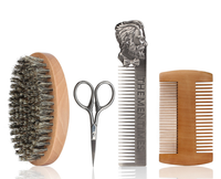 Kit de toilettage de barbe pour hommes avec logo personnalisé professionnel Peignes à cheveux et ensemble de brosses