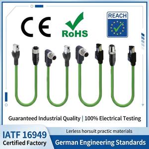 Kabel Ethernet Industri Profinet M12 D-Code 4-Pin RJ45 IP67 CAT5e Terproteksi Inti Tembaga AWG22 Selubung Hijau PUR Panjang Sesuai Pesanan - Product Image 5