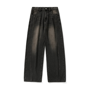 Jeans Anchos para Hombre, Lavado Desgastado, Diseño con Paneles, Corte Holgado Curvo, Denim Retro Resistente, Moda Otoño-Invierno 2026 - Product Image 5