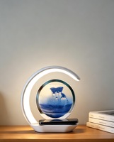 Lampe de bureau sans fil à recharge USB avec décoration de peinture au sable, veilleuse créative pour chambre à coucher et dortoir