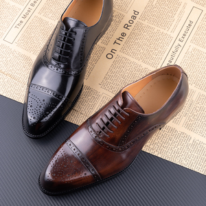 Zapatos de Vestir de Hombre de Cuero Genuino de Primera Calidad Estilo Italiano 2023, con Cordones y Punta Cerrada, en Negro y Marrón, Venta al Por Mayor - Product Image 2