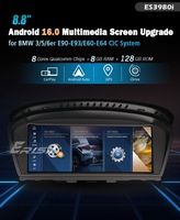 Estéreo para Auto Android 16 de 8.8 Pulgadas para BMW E90 E91 E92 E93 E60 E61 E63 CIC, CarPlay Inalámbrico, Android Auto, GPS, DSP ES3980i