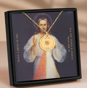 Collier en acier inoxydable avec pendentif religieux Sainte Rose de Lima gravé, délicat, plaqué or 18 carats, inaltérable - Product Image 3